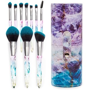 Glamlily 10 Piece Makeup Brush Set with Case, Acrylic Purple and Blue Makeup Brushes - 1 of 4