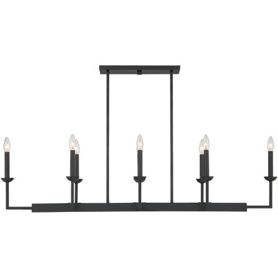 Elegant Black 52" Linear Candle Chandelier for Stylish Kitchens