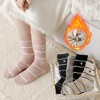 Anna-Kaci Women's 3 Pairs Knit Socks with Striped Pattern Heart Embroidery Ribbed Cuffs Soft Warm Fabric - 3 of 4