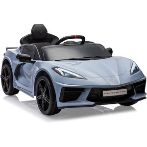 Garvee 12V Licensed Corvette Kids Ride-On Car with Remote Control LED Lights and MP3 Player Sports Electric Vehicle, Blue - 1 of 4