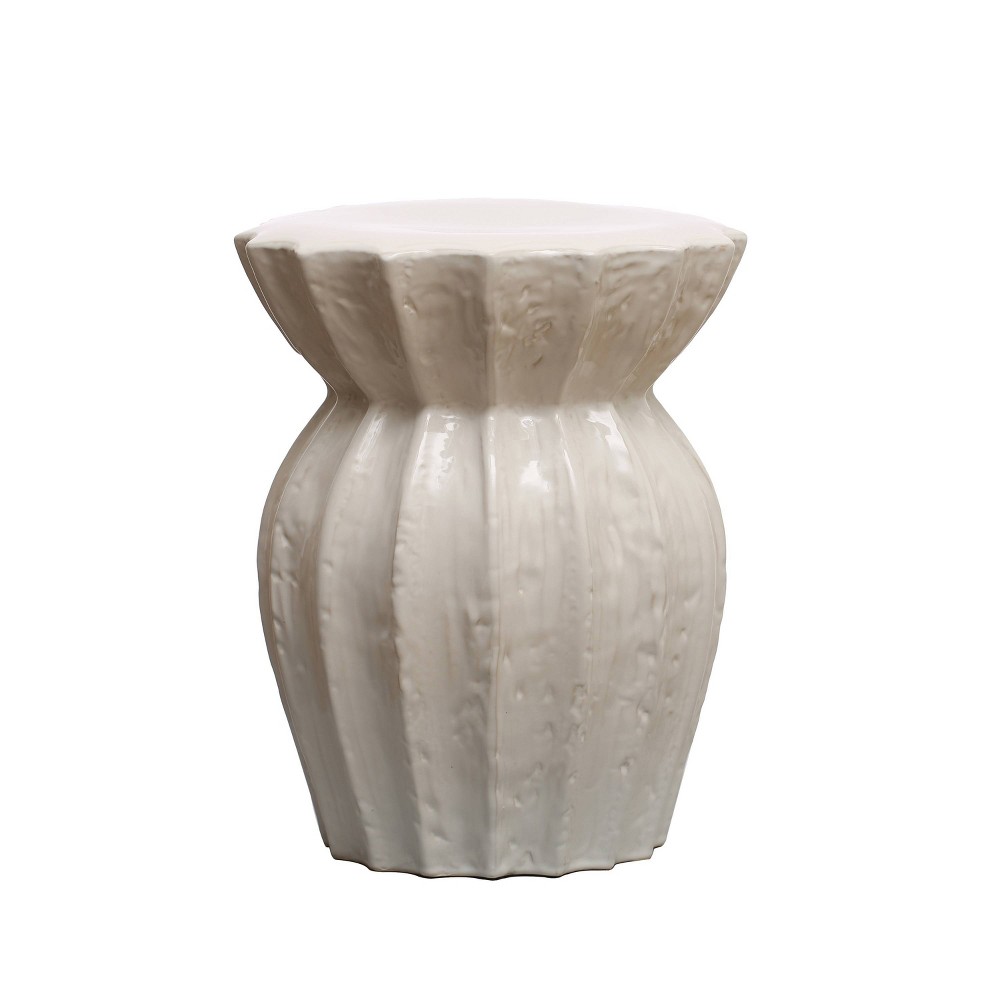 Photos - Coffee Table Storied Home Elegant Round Sculpted Stoneware Accent Table White: 19.75" H