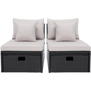 Pramla Sette With Ottoman - Indoor/Outdoor - PAT7515 - Safavieh - 1 of 4