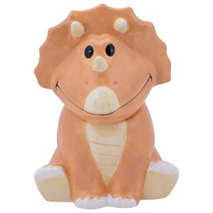 100 North Dolomite Ceramic 10 inch Everyday Cookie & Candy Jar with Airtight Lid: Kitchen Canisters, Pet Treat Containers, Tan Triceratops Dinosaur - 1 of 4