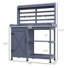 Wooden Potting Bench with Storage, Aluminum Tabletop for Backyard, Patio, Balcony - 3 of 4