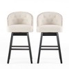 Ridstar Set of 2 360-Degree Swivel Bar Stool with Exquisite Nailhead Trim for Bars & Dining Rooms-Beige - 3 of 4