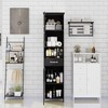 Double Door Narrow Height Slim Floor Standing Cabinet with 2 Adjustable Shelves-Black - 3 of 4