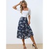 INSPIRE CHIC Women's Floral Elastic Waist Tiered Ruffle Boho Midi Skirts - 2 of 4