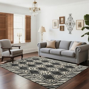 Leopard Print Large Area Rug Soft Low Pile Checkered Hallway Runners Indoor Living Room Carpet Rugs - 1 of 4