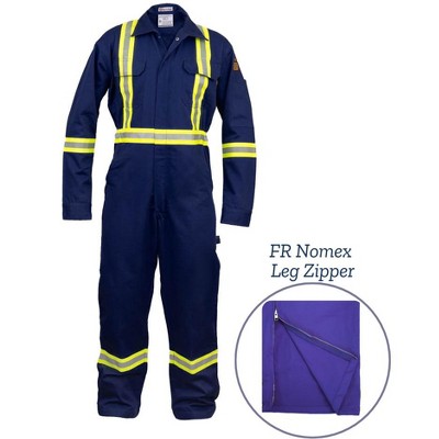 Flame Resistant Hi Vis Coverall with Leg Zipper