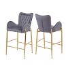 PAGED 28.75" Counter Height Bar Stools (Set of 2), Velvet Upholstered Bar Chairs with Golden Legs & Footrests - 4 of 4
