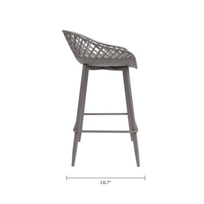 Warm Gray Wood and Metal Low-Back Counter Stools, Set of 2