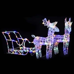 Reindeers & Sleigh Christmas Decoration 160 LEDs 51.2" Acrylic - 1 of 4