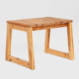 Saracina Home Modern Slatted Rectangle Outdoor Acacia Accent Table Natural: Weather-Resistant Patio Table - 1 of 4