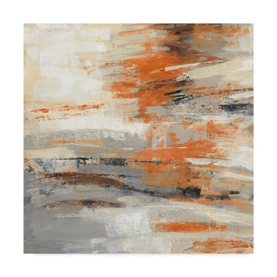 Golden Dust Crop Orange Abstract Canvas Art in 24x24 Frame