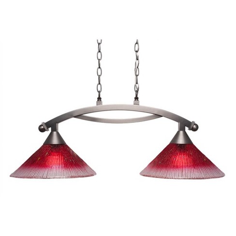 Toltec Lighting Bow 2 - Light Island Pendant Light in  Brushed Nickel with 12" Raspberry Crystal Shade - image 1 of 1