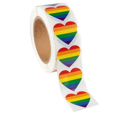 Juvale Gay Pride Stickers 1000-Count Love Rainbow Stickers Roll in Heart-Shaped Pride Flag Labels for Gifts Crafts Envelope Sealing 1.5x2"