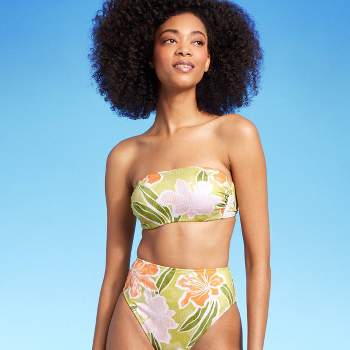 Shade & Shore NWT Boysenberry Floral Tropics Lightly Padded Bikini Top 34DD  New