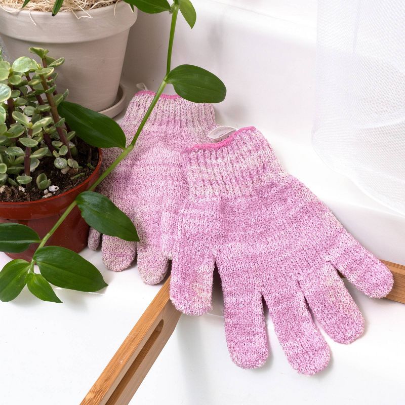 EcoTools Exfoliating Shower Gloves - Pink, 6 of 10