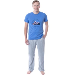 Barbie Movie Mens' Not Just Arm Candy Ken Doll Sleep Pajama Set For Adults Blue - 1 of 4