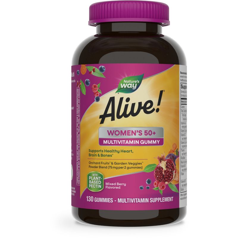 Nature&#39;s Way Alive! Women&#39;s 50+ Gummy Multivitamin - Mixed Berry Flavored - 130ct, 1 of 11