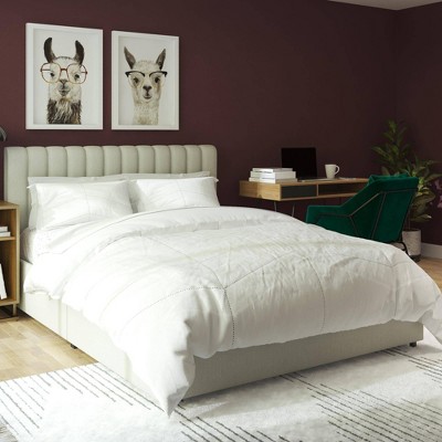 Brittany Modern Full Gray Upholstered Bed with Storage Drawers