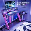 Bestier 57inch Gaming Desk with Music Sync Light, L-Shaped Home Office Desk with Monitor Stand ,Shelves, Cup Holders, and Hooks - 4 of 4