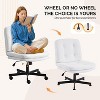 VINGLI Swivel Armless Criss Cross Vanity Chair with Wheels/no Wheels,Rocking Cross-Legged Office Desk Chair,  Teddy Fleece - 4 of 4