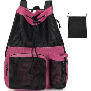 Mesh Drawstring Backpack with Shoe Bag, Durable String Sack with Handle for Gym, Beach, and Yoga Travel - 1 of 4