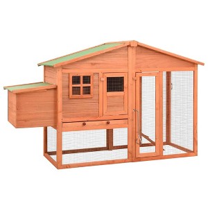 vidaXL Chicken Coop and Run Hen House with Nesting Box Pen Solid Fir Wood - 1 of 4