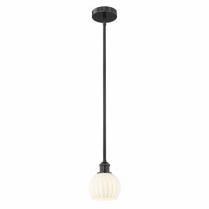 White Venetian - 1 Light Stem Hung Mini Pendant In Modern Style-7.5 Inches Tall and 6 Inches Wide - 1 of 1