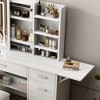 Stylish dressing table with makeup mirror and vanity light, with open shelves and chair, 3-color adjustable lighting - 4 of 4