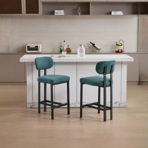 Bar Stools Set of 2, 26 Inch Modern Upholstered Fabric Bar Height Bar Stools green - 1 of 4
