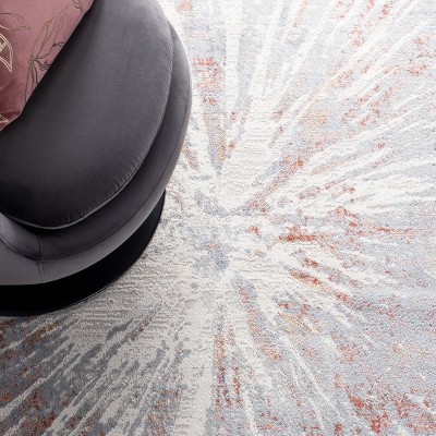 Amelia Hand-Knotted Grey & Rust Round Synthetic Rug