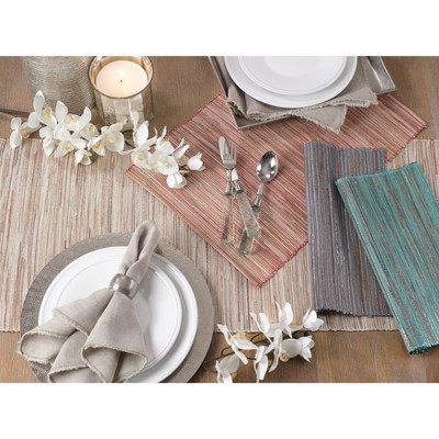 Turquoise Shimmering Woven Fabric Kids Placemats Set