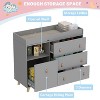 FUFU&GAGA 3-Drawer Baby Changing Table with Safety Strap & Leather Handles  Modern Family Storage Solution for Hassle-Free Parenting - 3 of 4