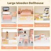 Costzon Wooden Dollhouse for Kids, 3-Story House with 41 Furniture Pieces, 8 Rooms, Stairs & Balcony, Pretend Play Gift for Girls 3+ (Pink) - 2 of 4