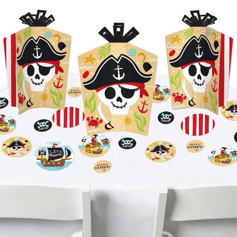 Big Dot of Happiness Pirate Ship Adventures - Skull Birthday Party Decor and Confetti - Terrific Table Centerpiece Kit - Set of 30, 1 of 9