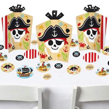 Big Dot of Happiness Pirate Ship Adventures - Skull Birthday Party Decor and Confetti - Terrific Table Centerpiece Kit - Set of 30