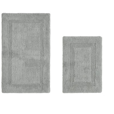 Lux Premium 100% Cotton Tufted Solid Reversible 2 PC Bath Rug Set – Ultra-Soft, Water-Absorbent, Durable, Machine Washable Bathroom Rug