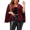 Agnes Orinda Women's Plus Size Velvet Casual Split Long Sleeve Open Front Cape Blazers - 2 of 4