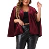 Agnes Orinda Women's Plus Size Velvet Casual Split Long Sleeve Open Front Cape Blazers - image 2 of 4