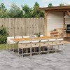 vidaXL 11 Piece Patio Dining Set – Beige Poly Rattan Outdoor Furniture with Cushions & Acacia Wood Table - 2 of 4