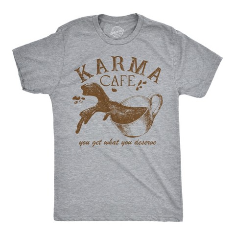 Мужские футболки Crazy Dog T-Shirts, Inc. Mens Funny T Shirts Karma Cafe Sarcastic Coffee Graphic Tee for Men - Crazy Dog Men's T Shirt For Coffee Lovers Light Grey XL