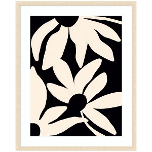 Kate and Laurel Framed Art Minimal Blooms by Alicia Bock, 34x42, Woodgrain Stripe Blonde - 1 of 4