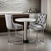 Counter Height Bar Stools Set of 2, Velvet Upholstered Barstools with Sturdy Metal Base Legs, Button Tufted and Nailheads Trim - Leovsnove - 2 of 4