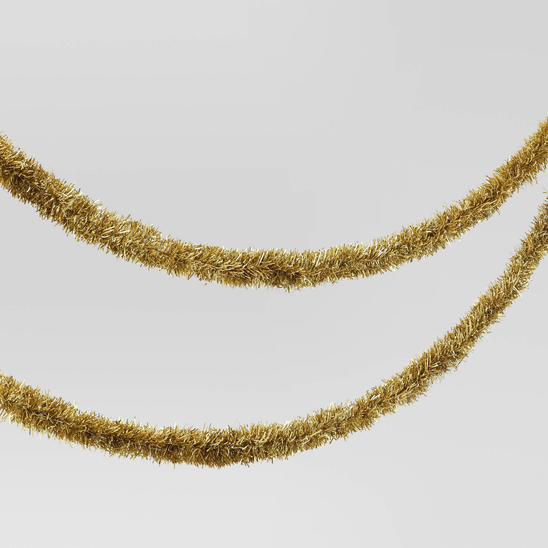 15' Mini Tinsel Christmas Garland Gold - Wondershop™: PVC Wall Decor, Horizontal/Vertical