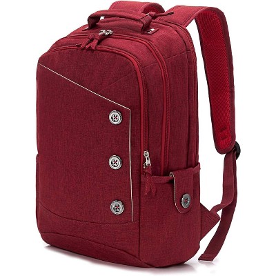 MaseiKar 15.6 inch Laptop Backpack for Women, Stylish Buttons Decor Daypack Fit 15.6 inch Notebook, Computer Notebook Bag with USB Charging Port