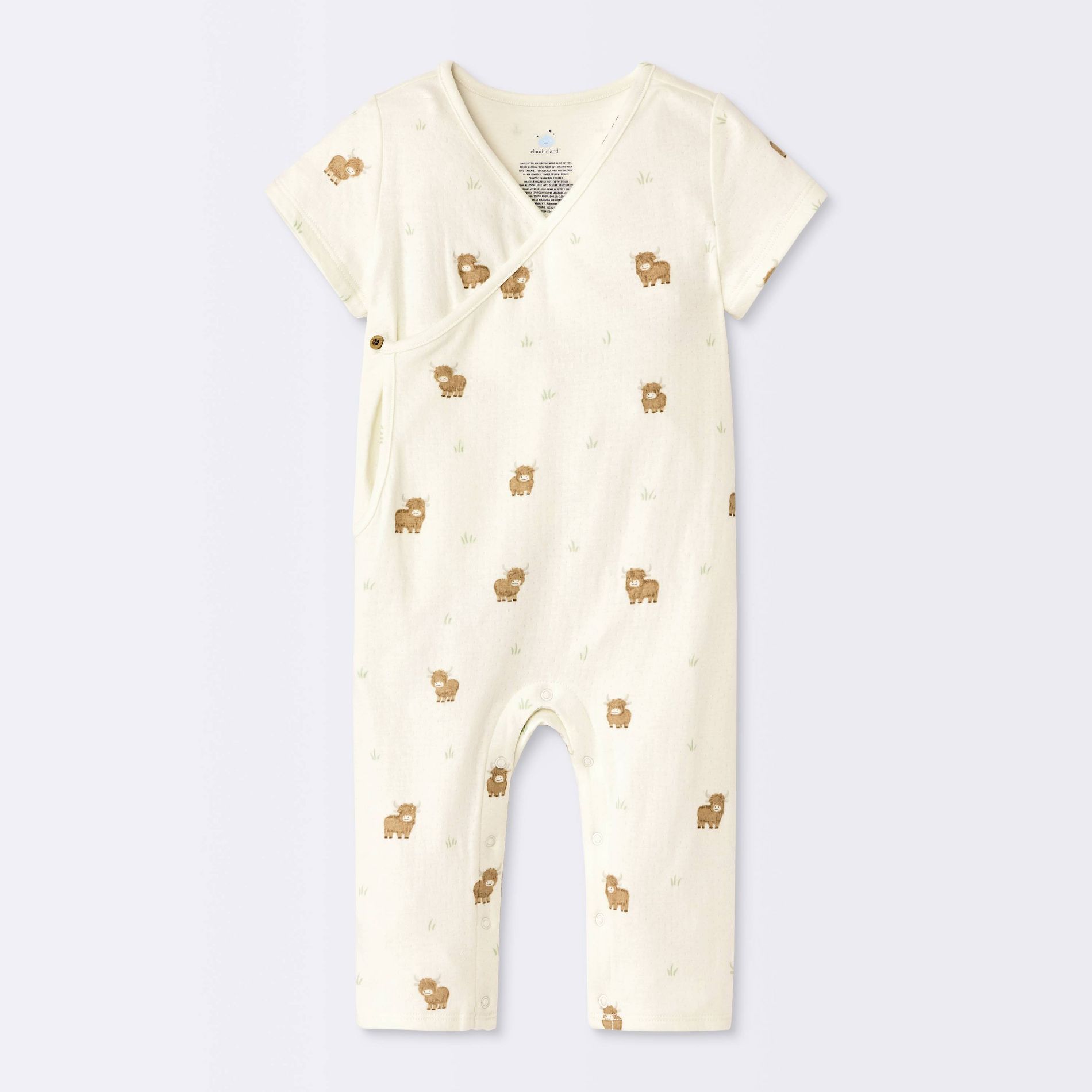 Baby Boys' Cow Knit Wrap Romper - Cloud Island™ Off-White