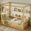 Twin/Full Montessori Floor Bed Canopy Bed Frame with Built-in Shelves & Safety Guardrails - ModernLuxe - 2 of 4