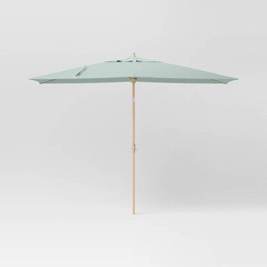 6'x10' Rectangular Outdoor Patio Market Umbrella with Faux Wood Pole - Threshold™ - 1 of 4